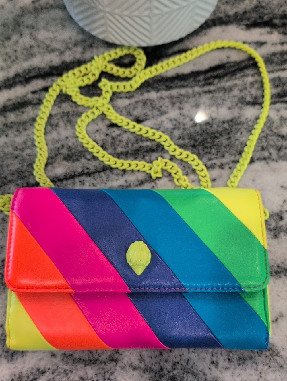 Multicolor Rainbow Leather Chain Crossbody Bag